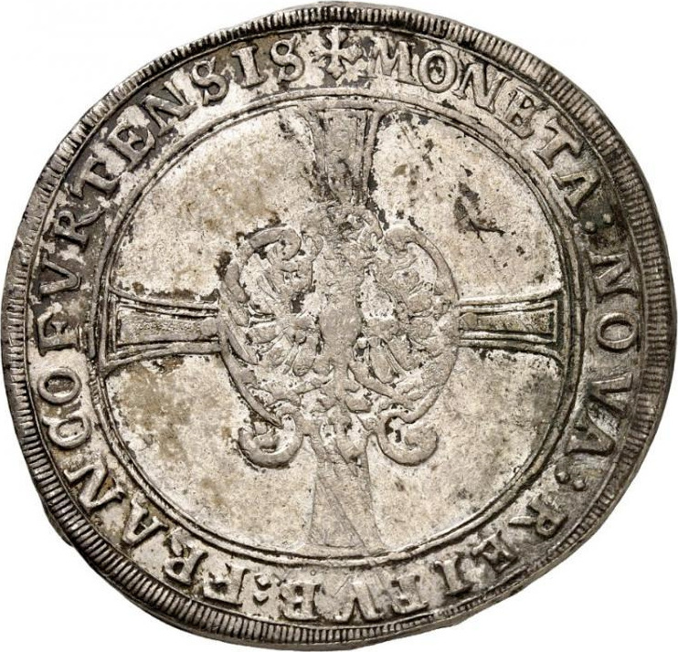 1 Thaler 1643 Frankfurt Silver Aunc Taler Coin Germany German State