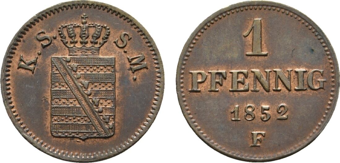 Sachsen Albertinische Linie Cu Pfennig F Friedrich August Ii