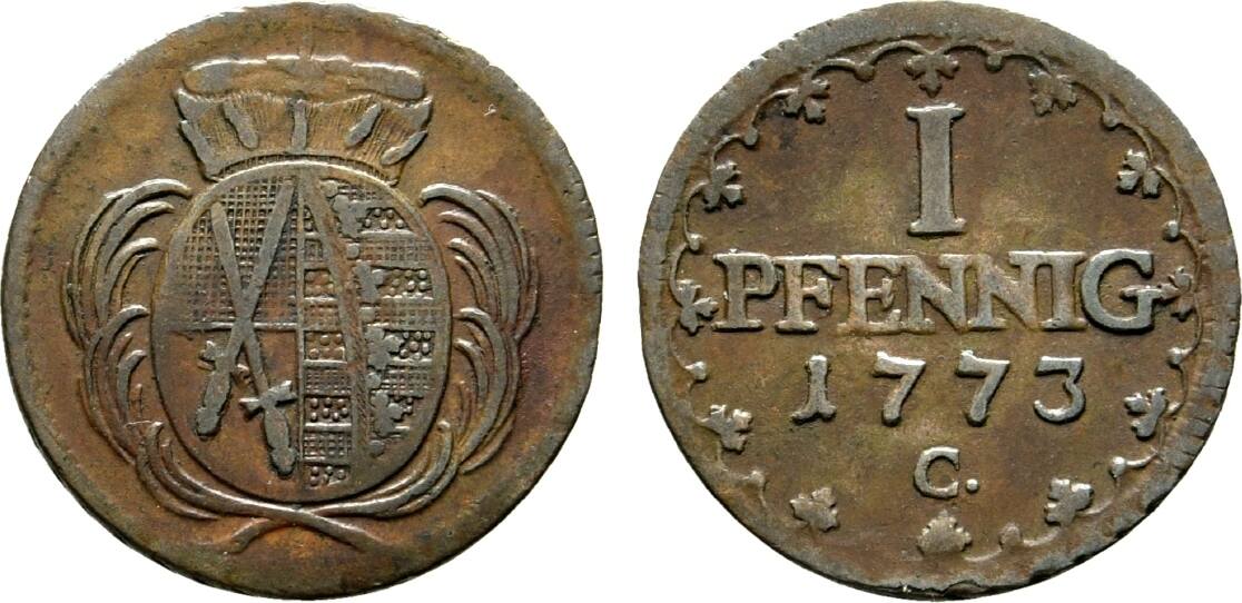 Sachsen Albertinische Linie Cu Pfennig C Friedrich August Iii