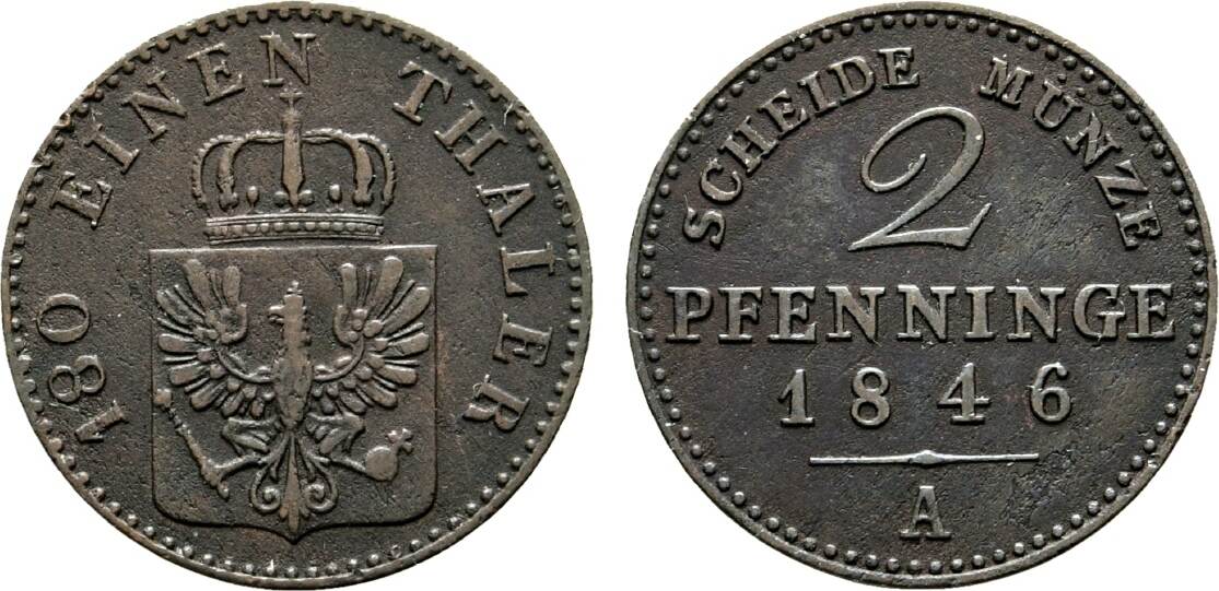 Brandenburg Preu En Cu Pfennig A Friedrich Wilhelm Iv