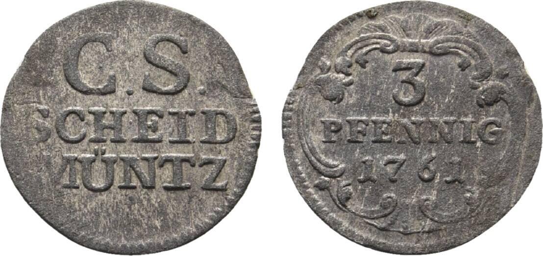 Sachsen Albertinische Linie Pfennig Dresden Friedrich August Ii