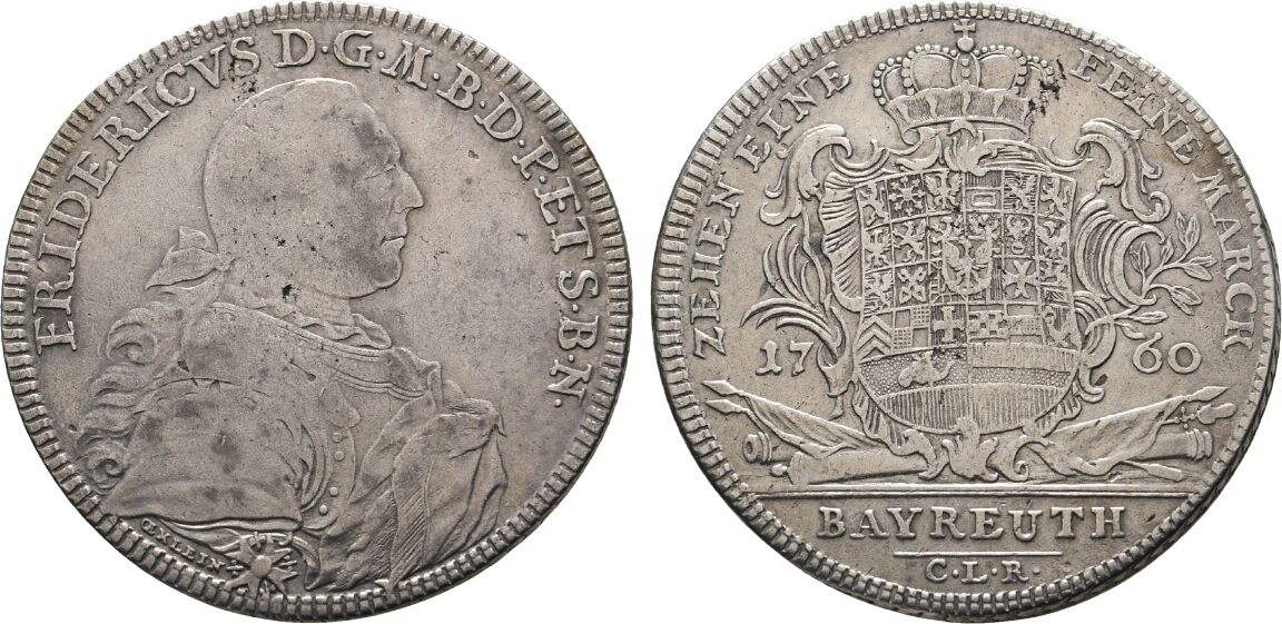 Brandenburg Bayreuth Taler 1760 CLR Bayreuth Friedrich 1735 1763 Selten