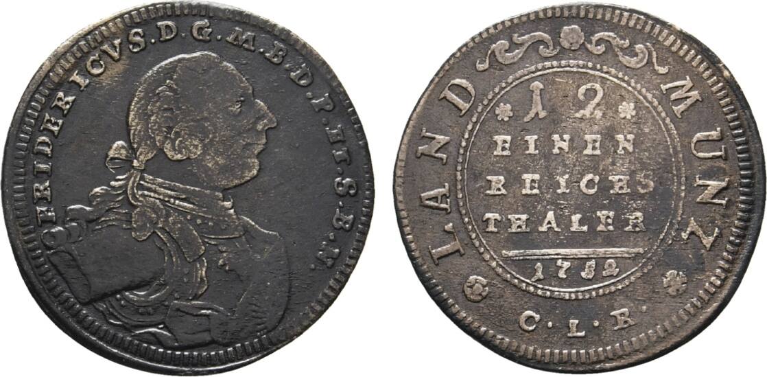 Brandenburg Bayreuth 1 12 Taler 1752 CLR Bayreuth Friedrich 1735 1763