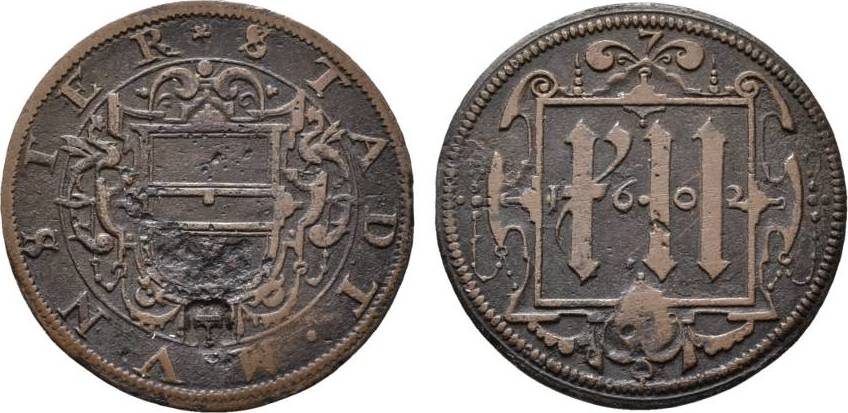 Münster Stadt Cu 12 Pfennig 1602 Kl Schrötlingsfehler sehr schön