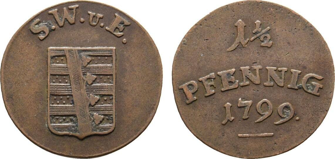 Sachsen Weimar Eisenach Cu Pfennig Carl August