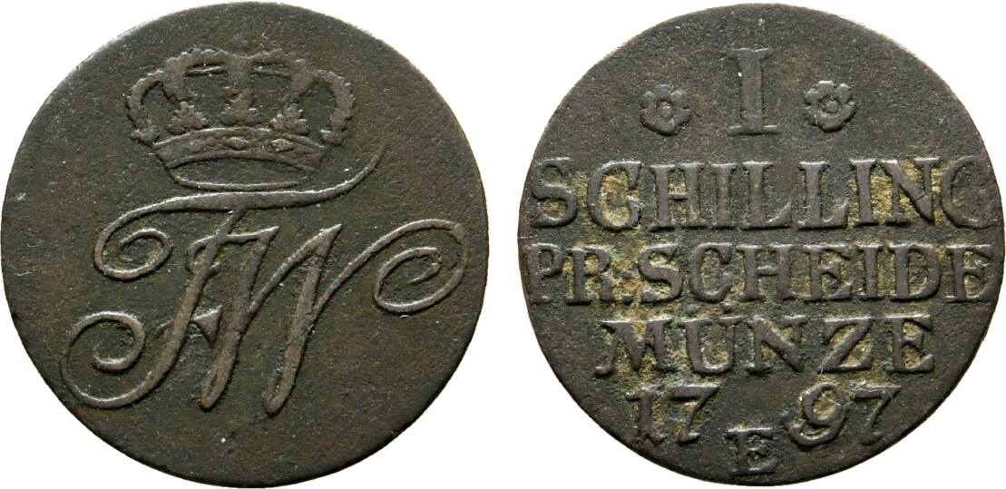 Brandenburg Preußen Cu Schilling 1797 E Königsberg Friedrich Wilhelm