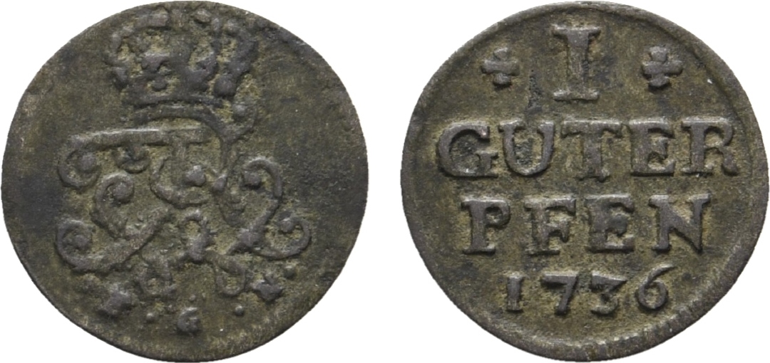 Brandenburg Preußen Guter Pfennig 1736 EGN Berlin Friedrich Wilhelm I