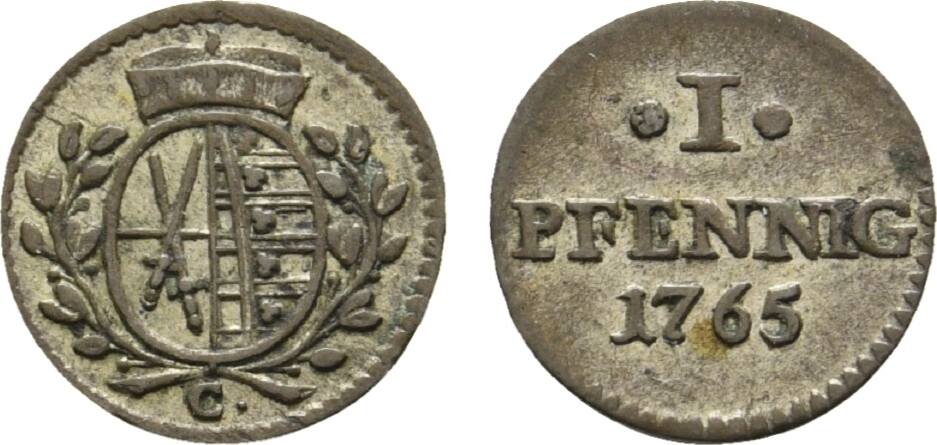 Sachsen Albertinische Linie Pfennig C Friedrich August Iii