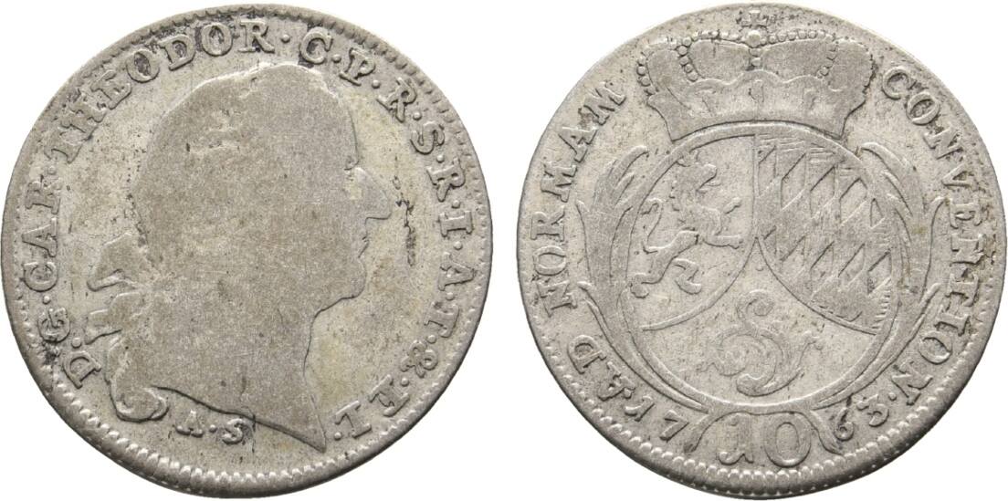 Pfalz Kurlinie 10 Kreuzer 1763 AS Mannheim Karl Theodor 1743 1799