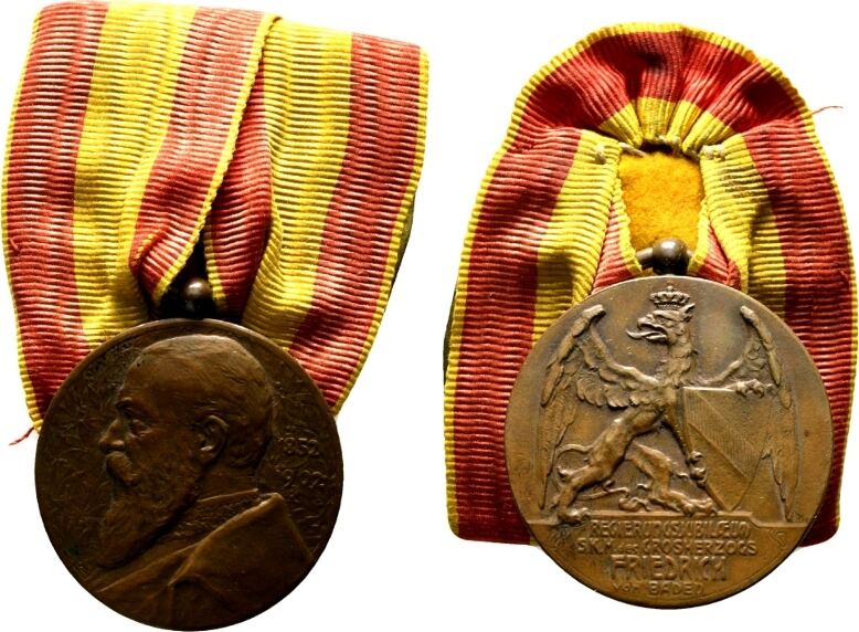 Baden Durlach Tragbare Vergoldete Bronzemedaille 1902 Von Rudolf Mayer