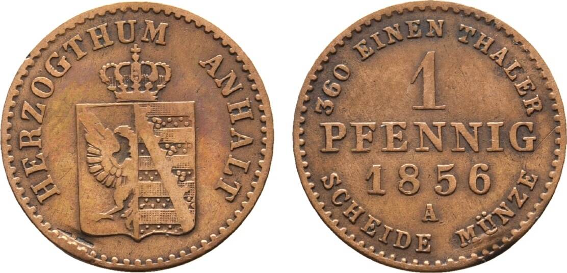 Altdeutsche Münzen und Medaillen Cu Pfennig 1856 A Alexander Carl 1834