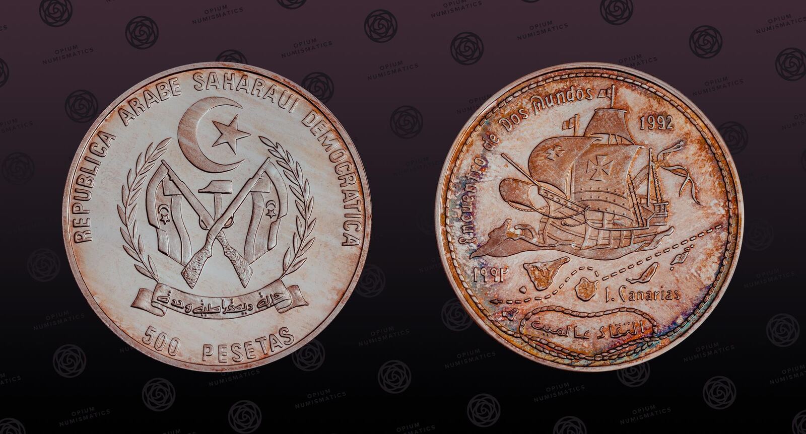 SAHARAWI ARAB DEMOCRATIC REPUBLIC KM 9 1 Silver 500 Pesetas 1992