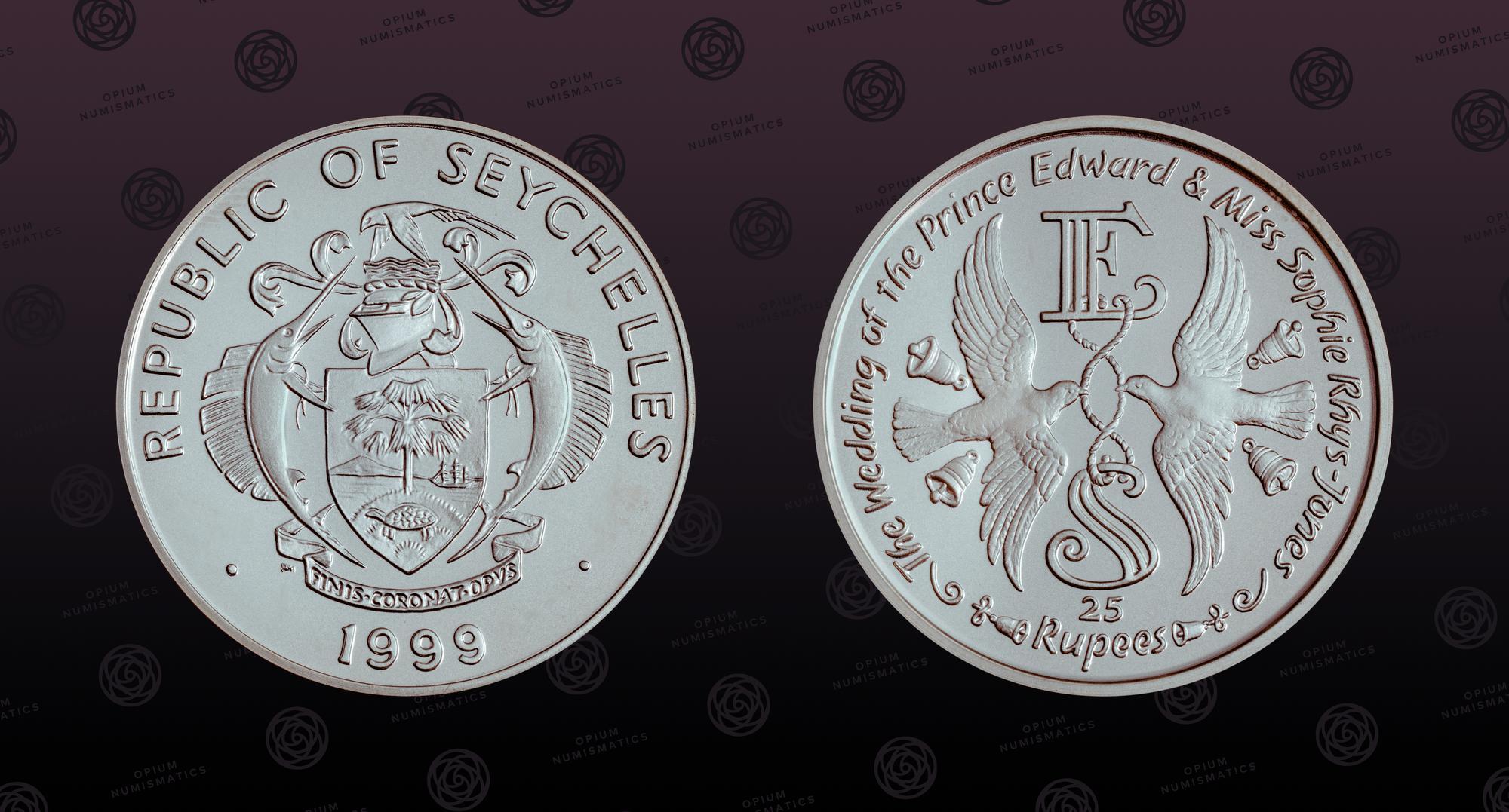 Seychelles Km Silver Rupees Proof Marriage Of Prince