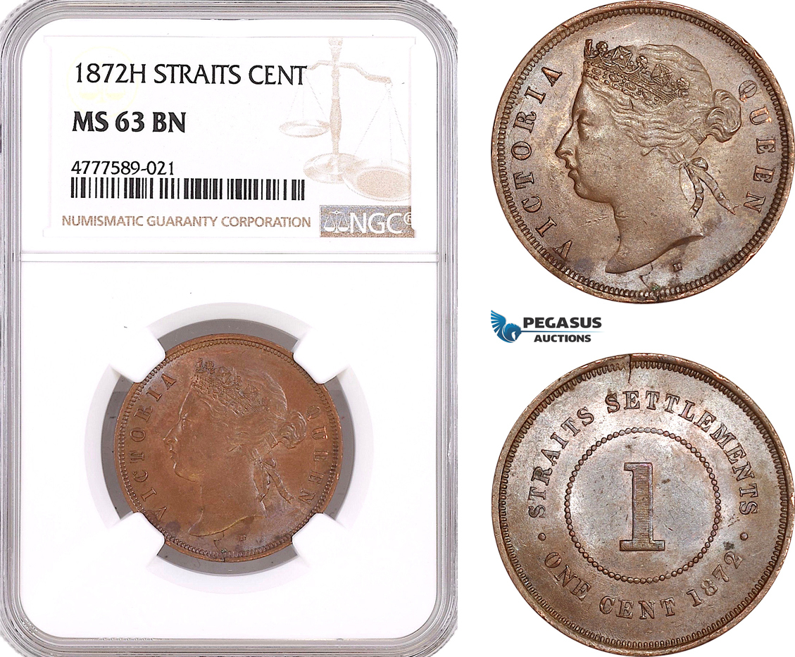 Straits Settlements Cent Victoria Ngc Ms Bn Ma Shops