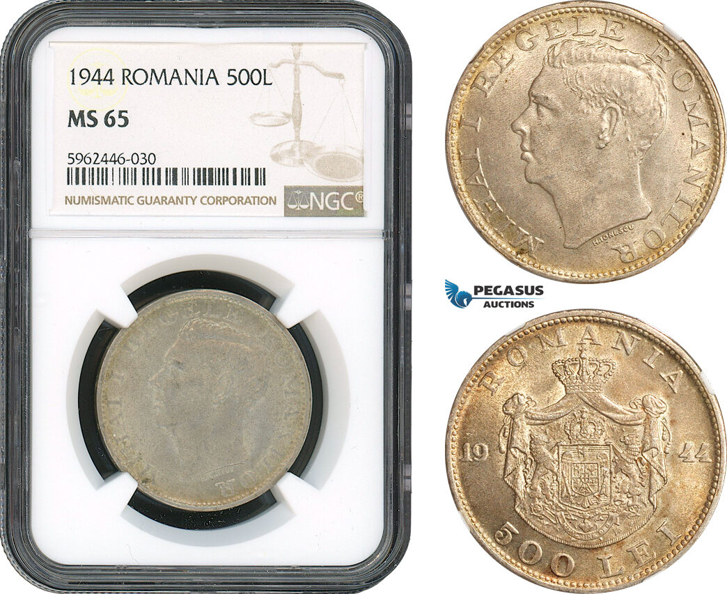 Romania 500 Lei 1944 NGC MS65 MA Shops