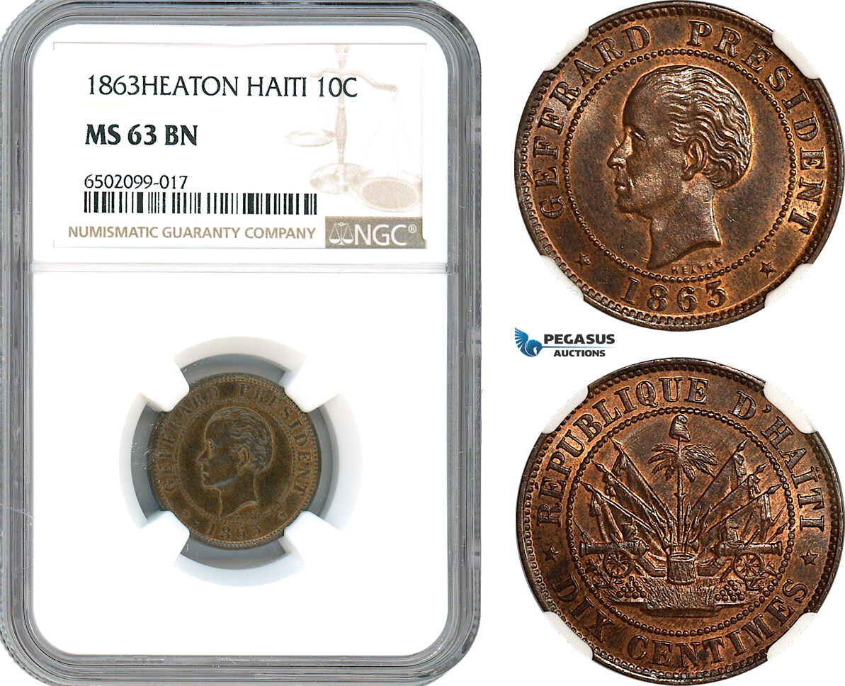 Haiti 10 Centimes 1863 NGC MS63BN MA Shops