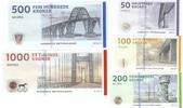Denmark 50,100,200,500,100 kroner set