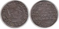 Polen Dreigröscher Stephan Bathory Dreigröscher 1583 ID, Olkusz