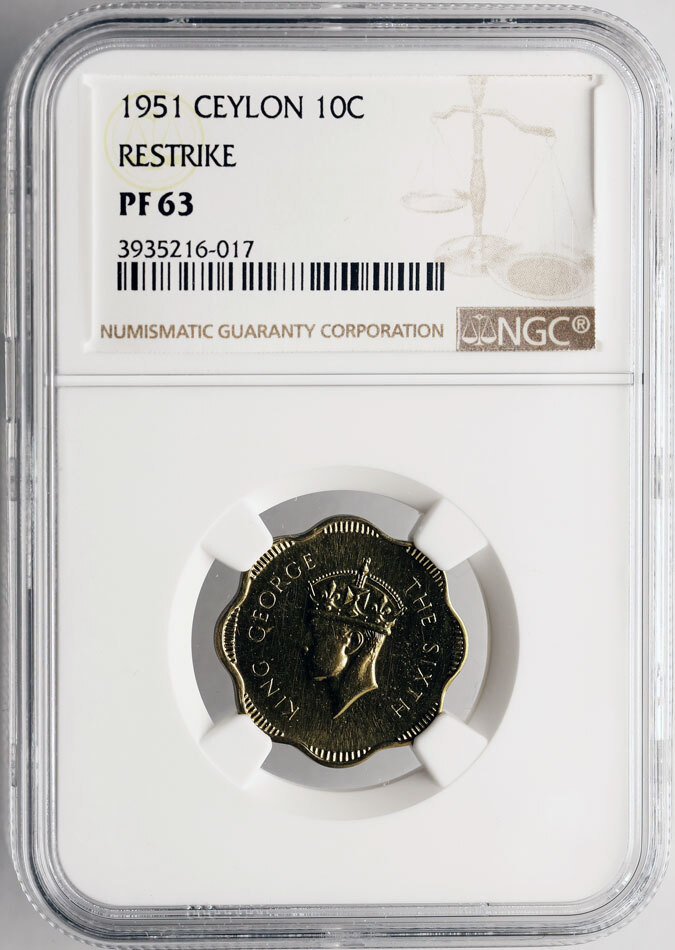 Ceylon Sri Lanka 10 Cents 1951 George VI NGC PF 63 MA Shops