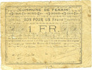 FRANZÖSISCHE NOTSCHEINE Fenain (59), Commune, billet, 1 franc 1914
