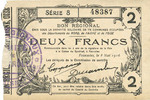 FRANZÖSISCHE NOTSCHEINE Fourmies (59) Bon Régional des Départ. du Nord, Aisne & Oise, billet, 2 francs 8