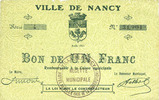 FRANZÖSISCHE NOTSCHEINE Nancy (54), Ville, billet, 2 francs 1 mai 1916, série 4
