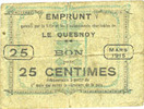 FRENCH EMERGENCY NOTES Le Quesnoy (59), Ville et Etablissements Charitables, billet, 25 cmes mars 1915 Foto