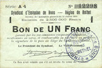 FRENCH EMERGENCY NOTES Rethel (08), Syndicat d'Emission, billet, 1 franc 12.7.1916, série A 4 Foto
