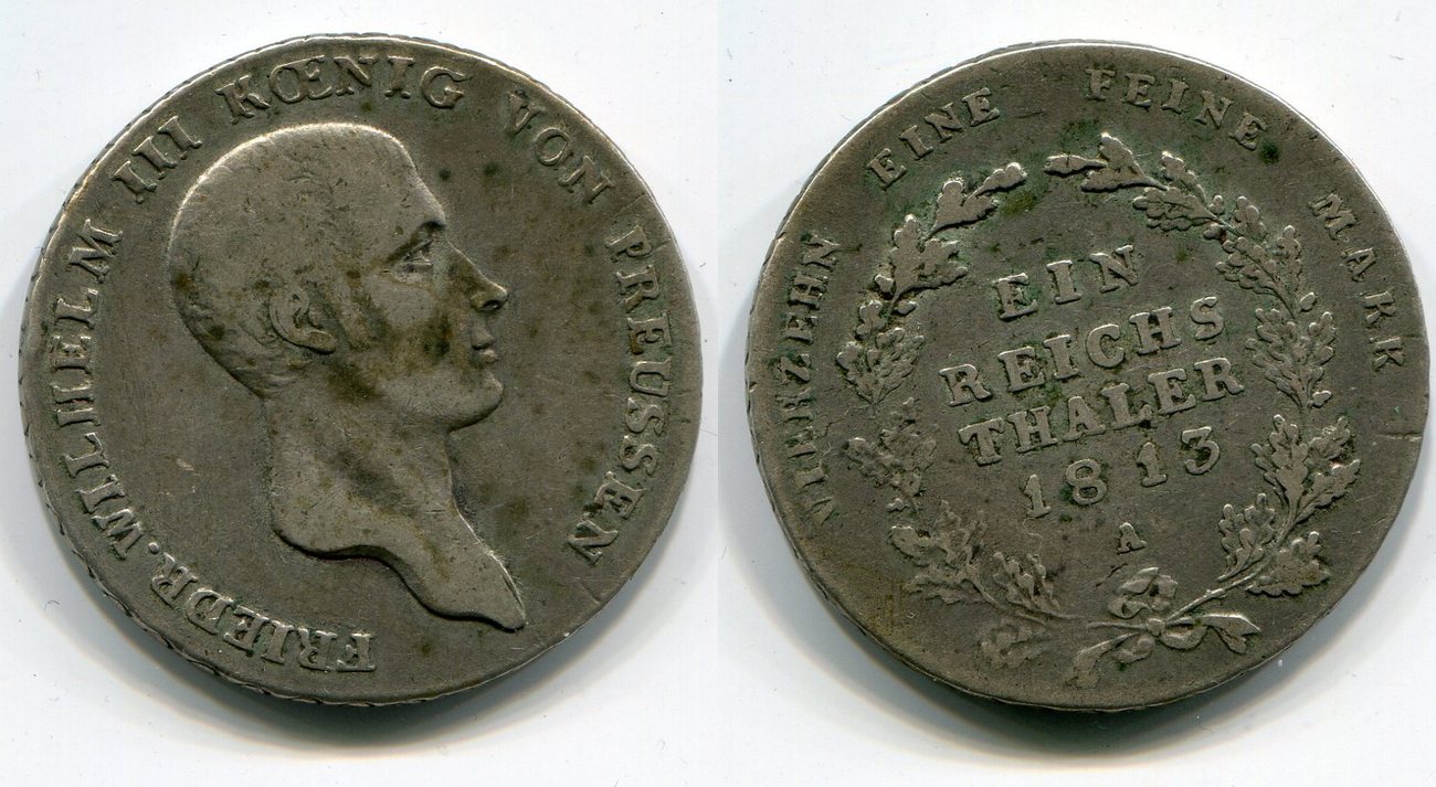 Preußen Königreich 1 Taler Silbermünze 1813 A Friedrich Wilhelm III