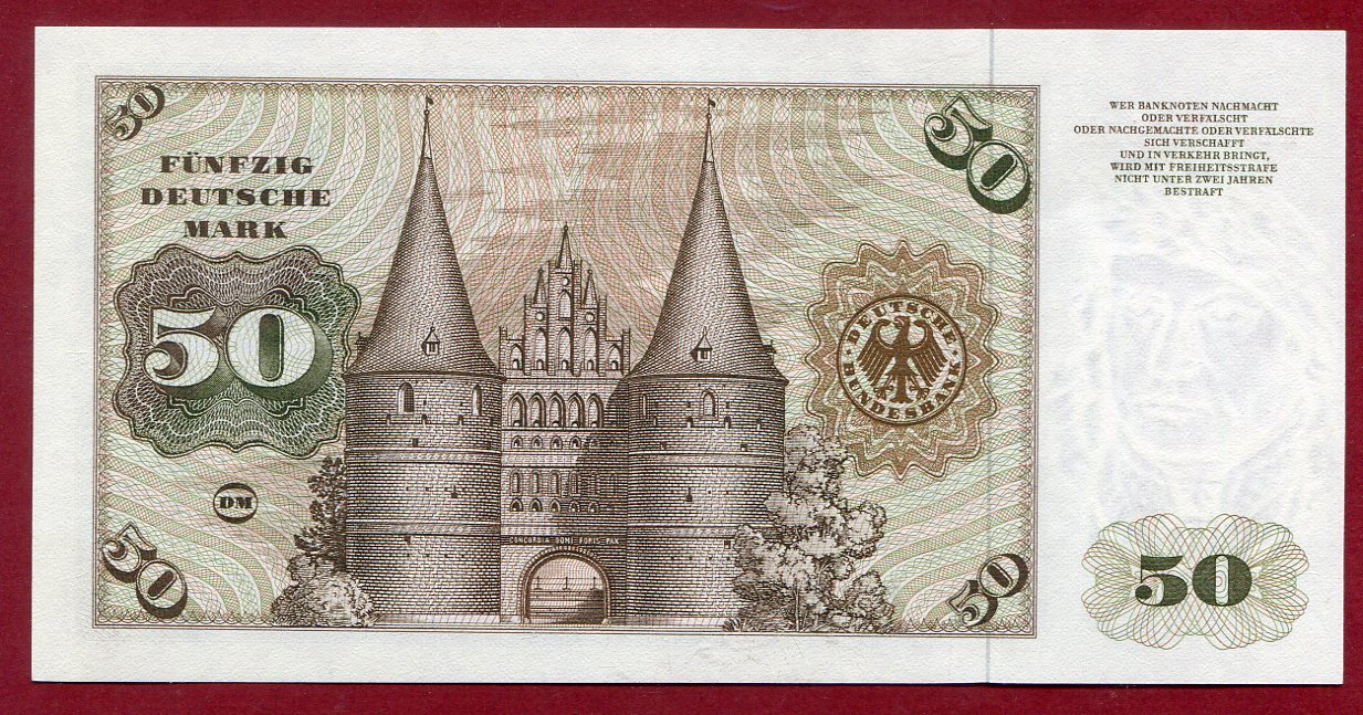 BRD Deutsche Bundesbank 50 DM Deutsche Mark 1977 KE X Holstentor In