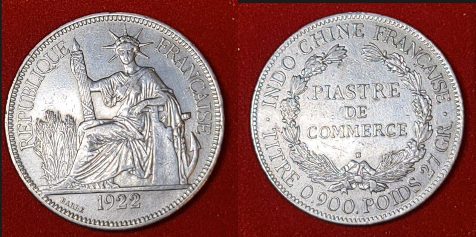 Piastre De Commerce Franz Sisch Indochina H Piaster Silber Ss