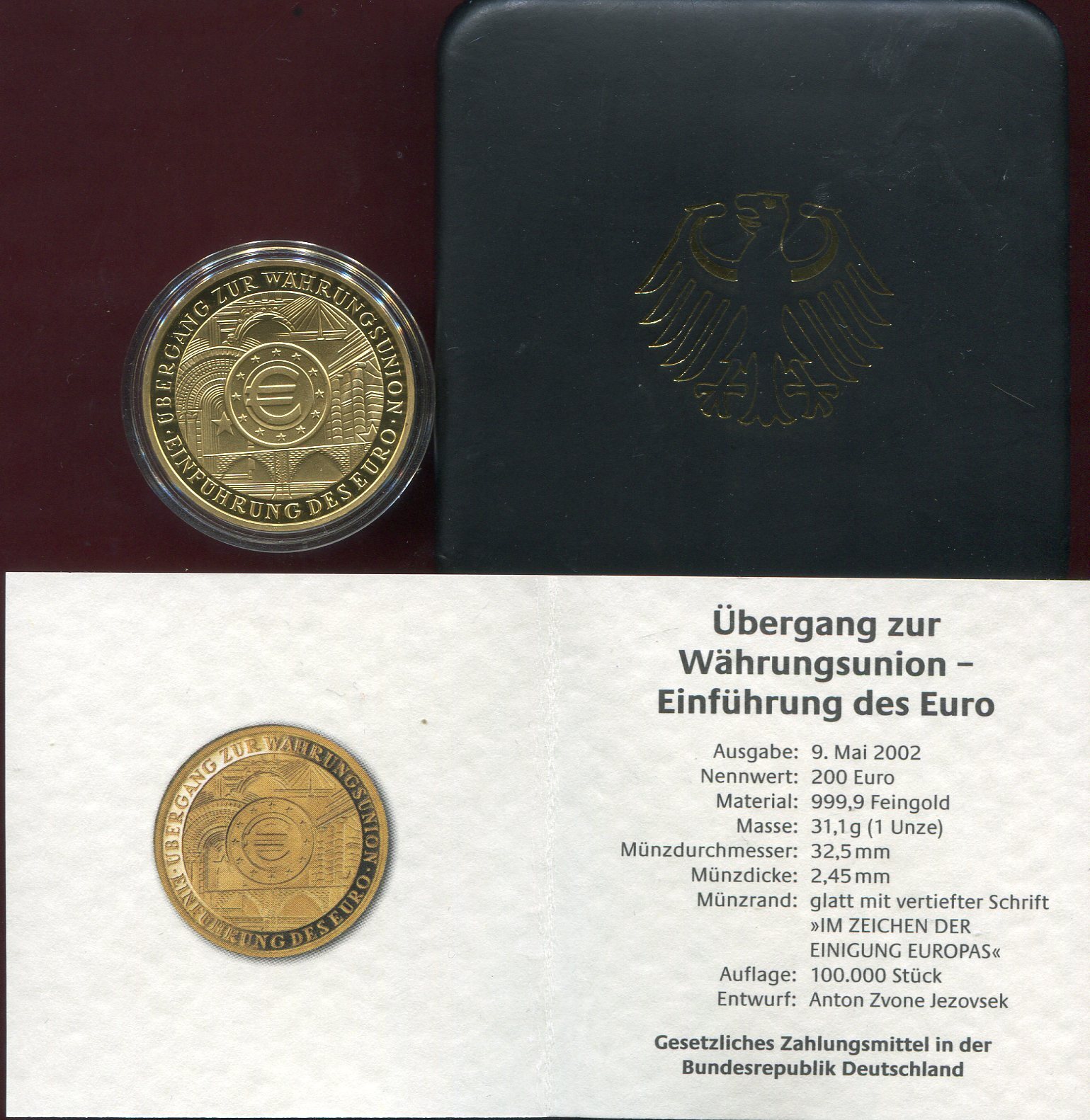 Deutschland Brd Germany Euro Gold A W Hrungsunion Euro