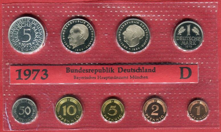 Bundesrepublik Deutschland 10 68 DM Kursmünzensatz mit 5 DM