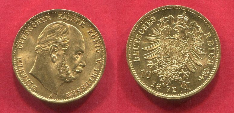 Preußen State of Prussia German Empire 10 Mark Goldmünze Kursmünze