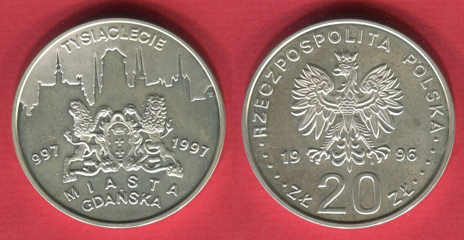 Polen Poland Polska 20 Zloty Gedenkmünze 1996 1000 Jahre Danzig