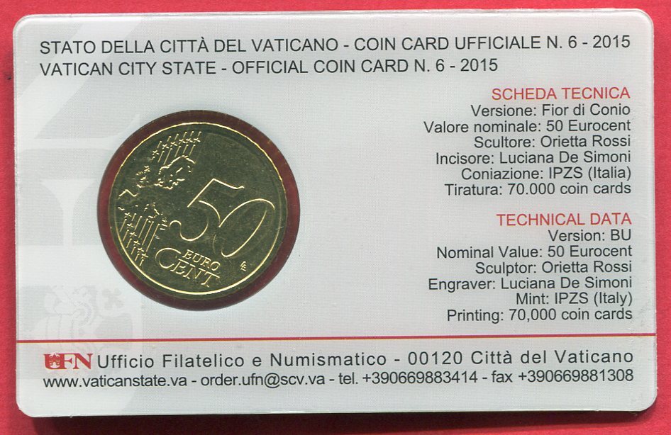 Vatikan Cent Coincard N Papst Franziskus I Stempelglanz In