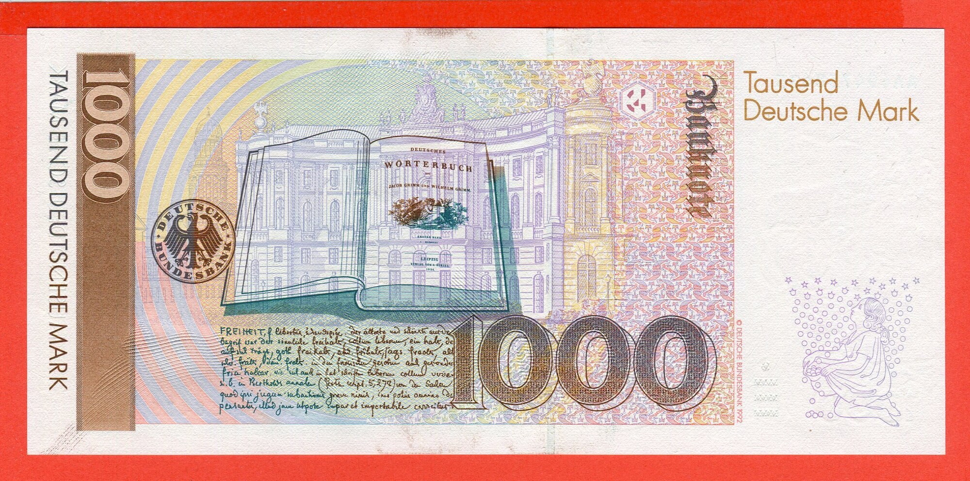 BRD Deutsche Bundesbank 1000 DM Deutsche Mark 1991 Gebrüder Grimm