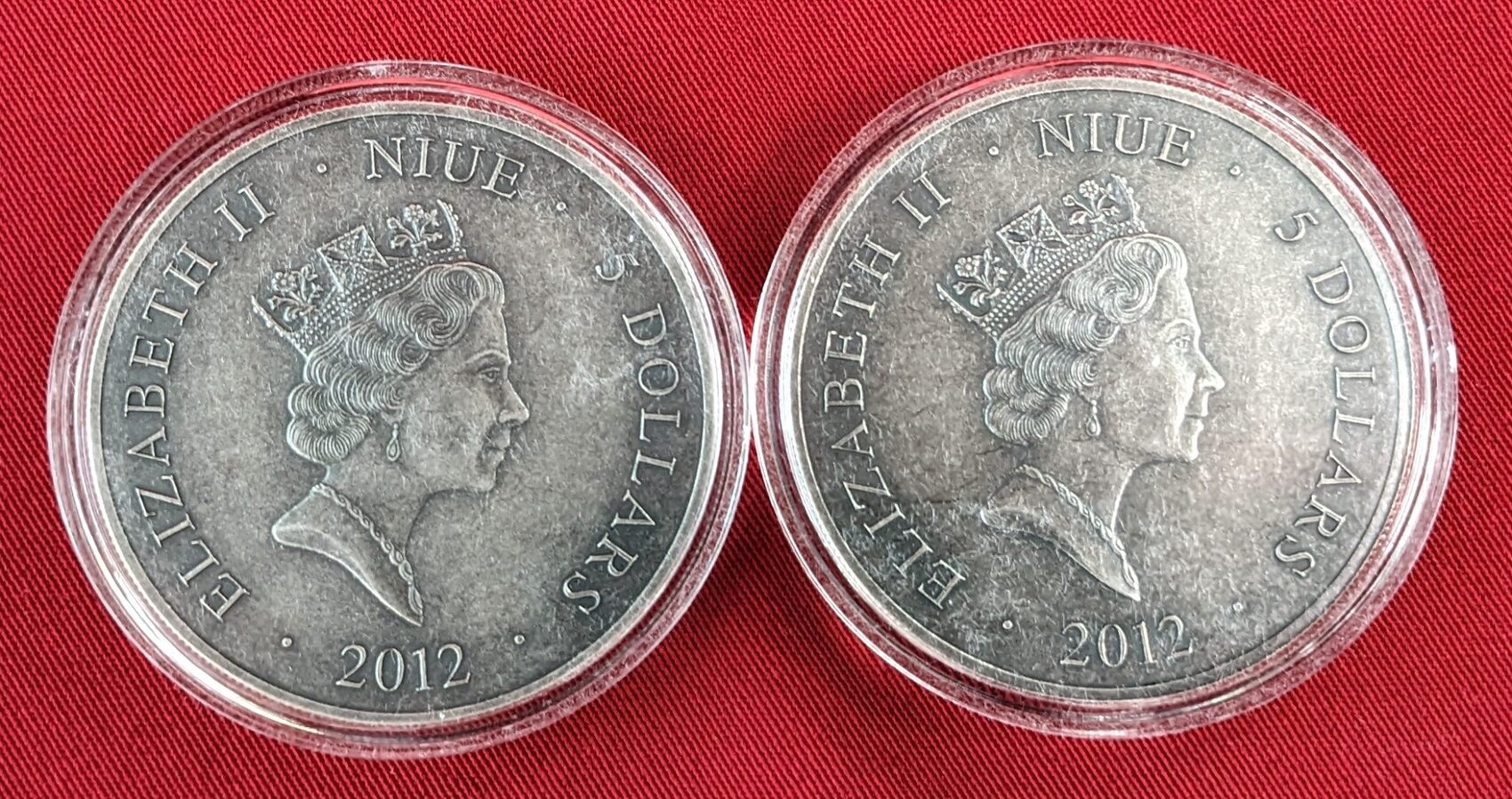 Niue Inseln 2 x 5 Dollar Silbermünzen jeweils 2 oz Silber 2012