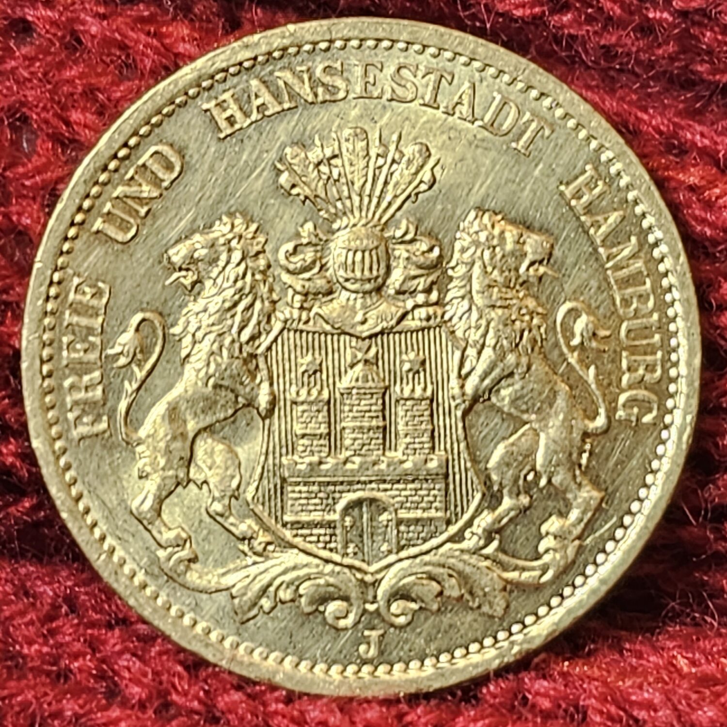 Deutschland Germany Kaiserreich Hamburg 20 Mark Gold 1877 J Freie Und