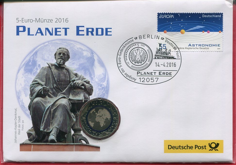 Deutschland 5 Euro 2016 J Planet Erde Mit Polymerring Stempelglanz In