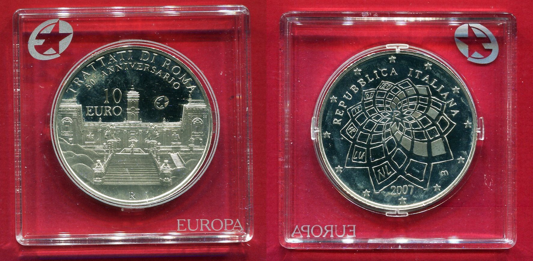 Italien 10 Euro Silbermünze 2007 50 Jahre Römische Verträge PP in