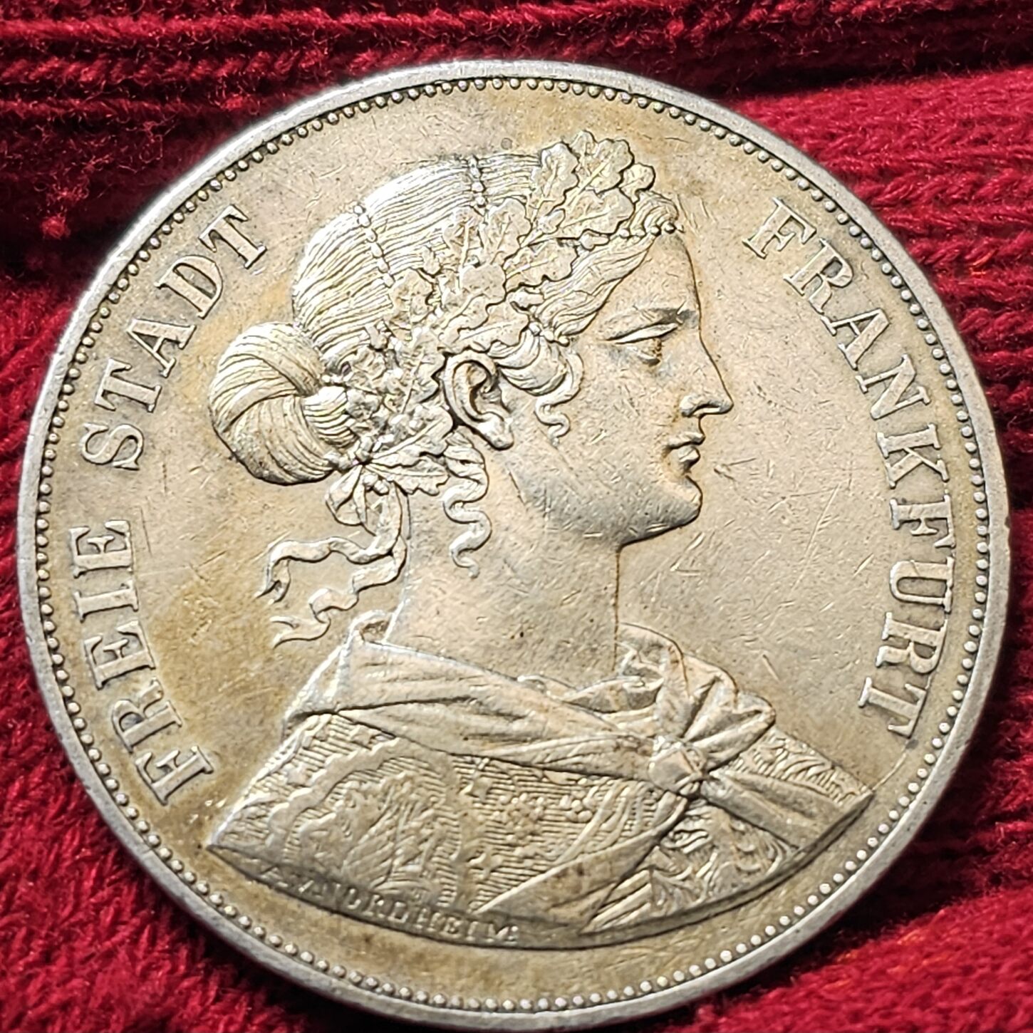 Frankfurt Germany Deutschland 2 Taler Doppeltaler 1861 Frauenkopf Ss Vz