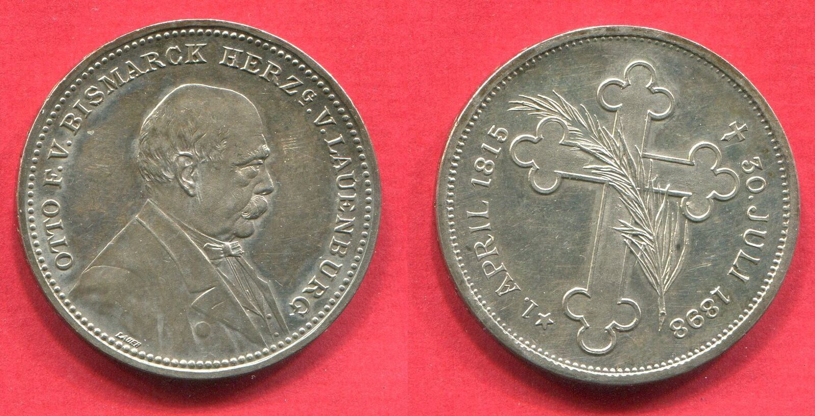 Deutschland Preussen Kaiserreich Silbermedaille 1898 Rand Eine