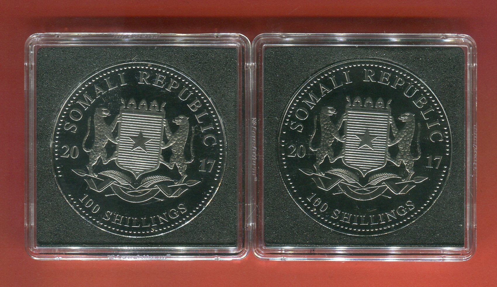 Somalia 2 x 100 Shillings Silbermünzen je 1 Unze Silber 2017 Black