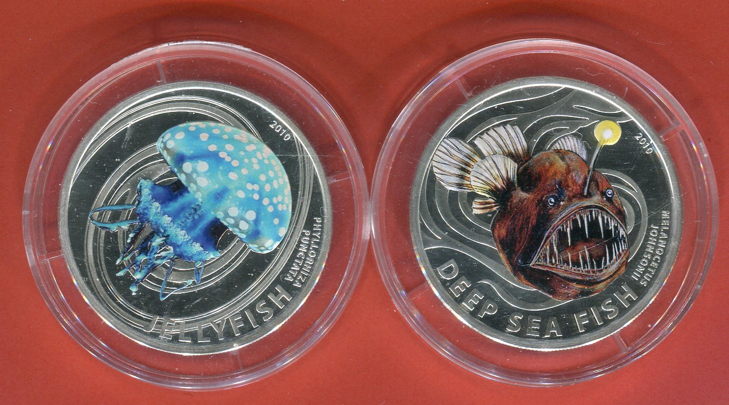 Pitcairn Inseln 2 Dollars Silberfarbmünze 2010 Deep Sea Fish Series