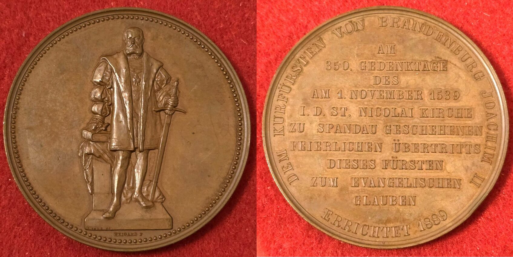 Brandenburg Preußen Berlin Bronze Medaille 1889 Auf Errichtung des