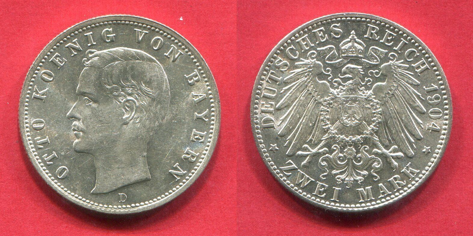 Bayern Germany Bavaria 2 Mark 1904 D König Otto Kursmünze f prfr