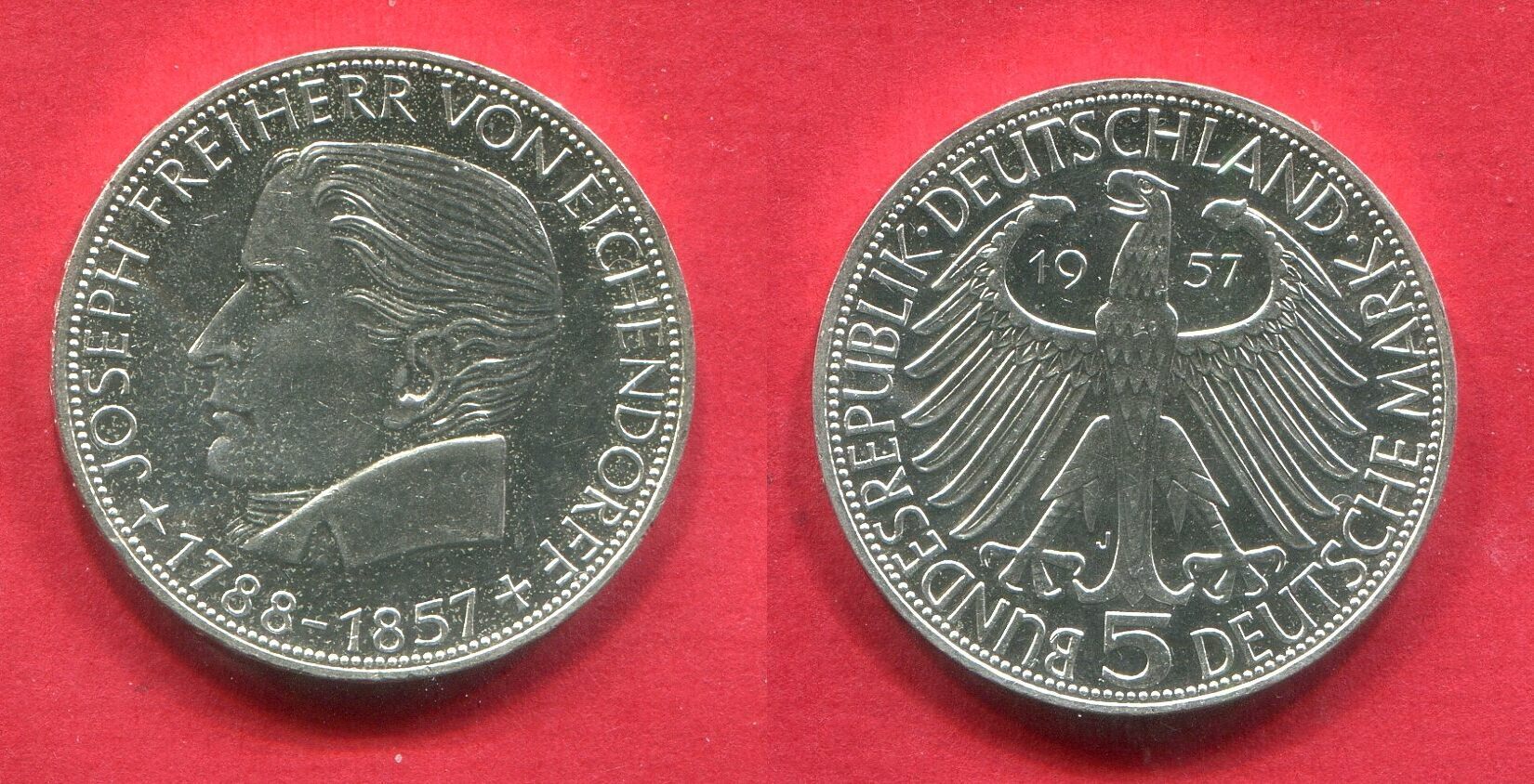 Bundesrepublik Deutschland 5 DM Gedenkmünze Commemorative Coin 1957 100