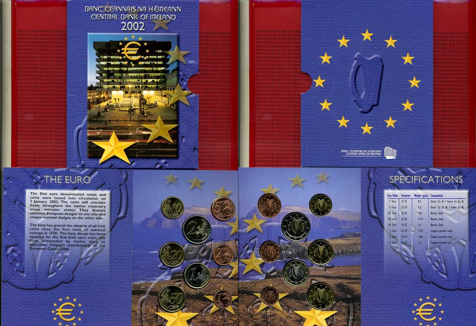 Irland Ireland Euro Kursmünzensatz 2002 Selten Irland Euro