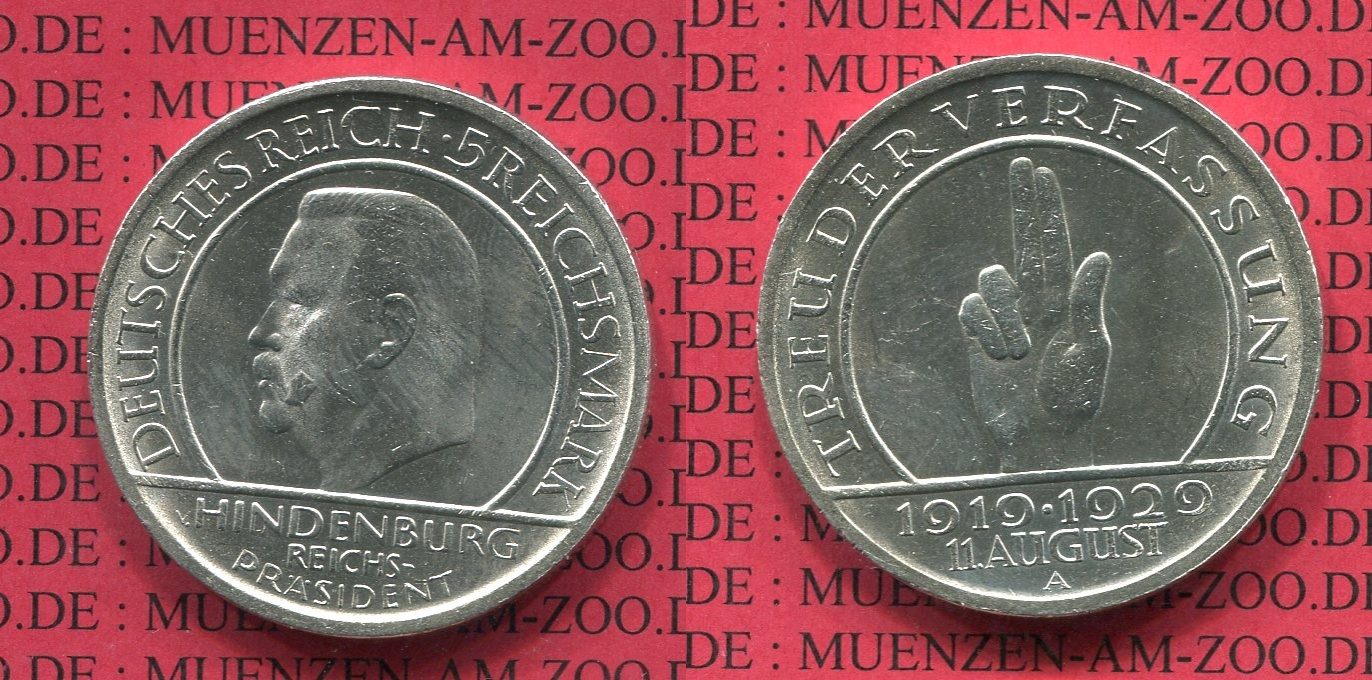 Weimarer Republik Deutsches Reich Mark Silberm Nze Weimarer Republik